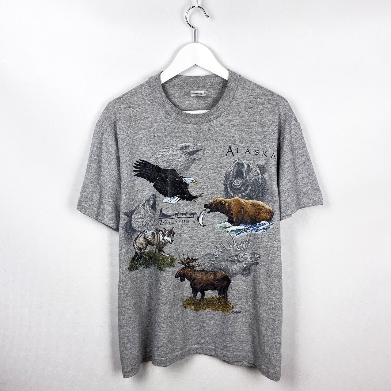 Vintage 90s Alaska Untamed Spirits Nature Anvil Tee Size L