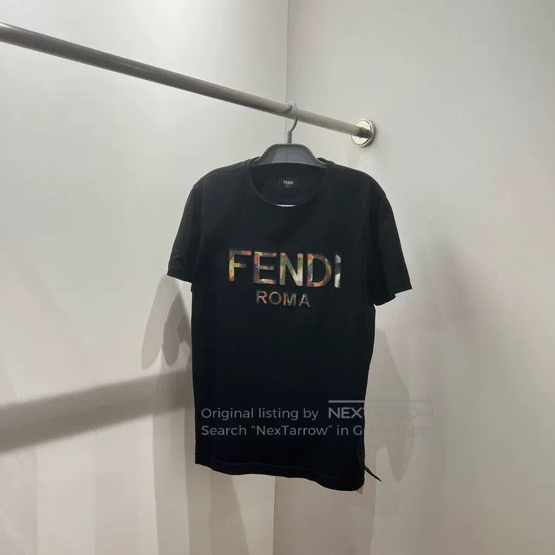 Fendi Slogan Letter Logo Short Sleeve Cotton