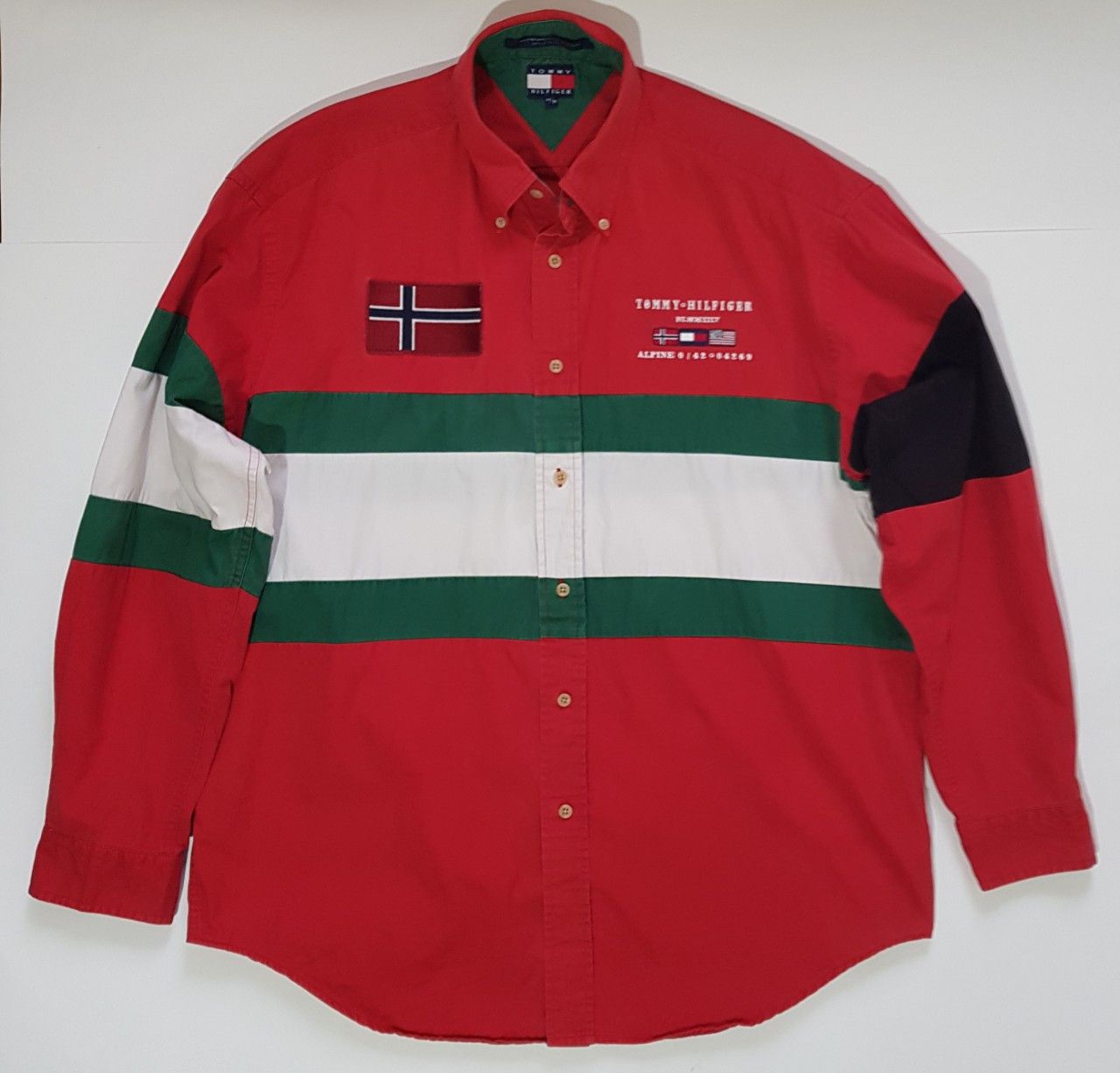 Hilfiger Tommy Hilfiger Vintage Red Shirt Long Sleeve Hoodie, Sweatshirt | AU16VibeMintTees.com