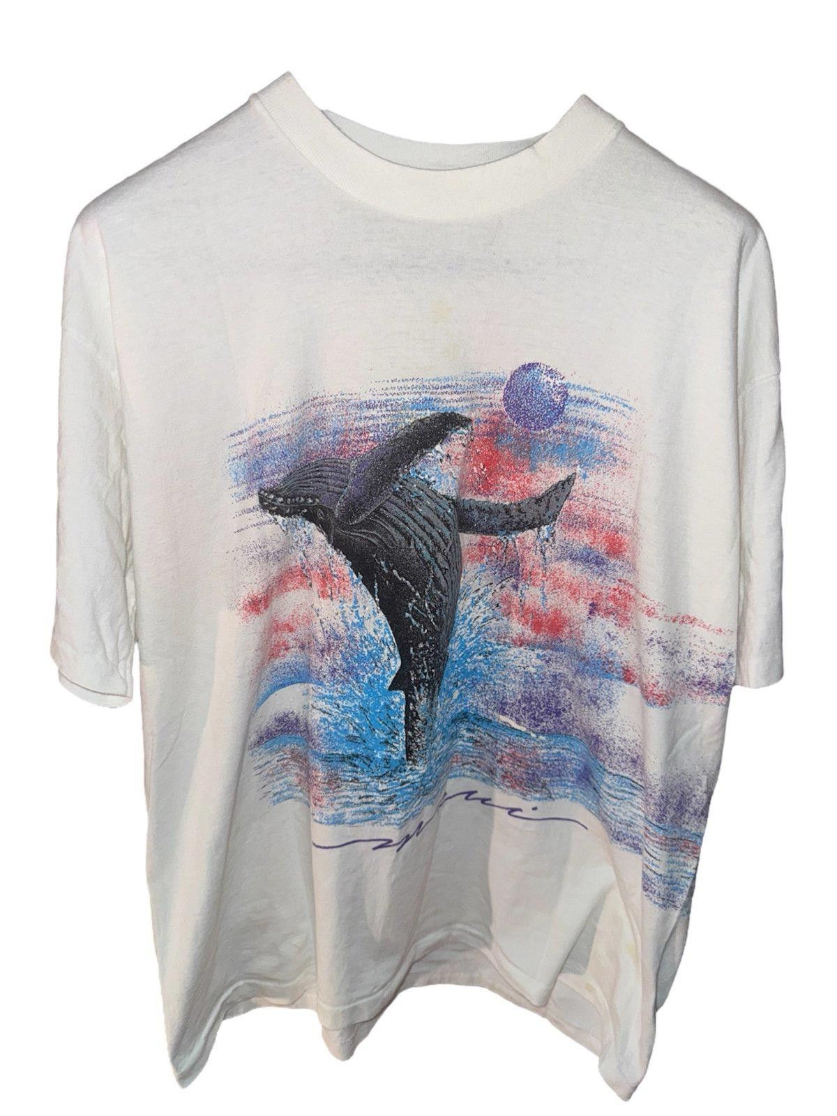 Designer Vintage Humpback Whale Animal Ocean Tee Shirt Sz Xl