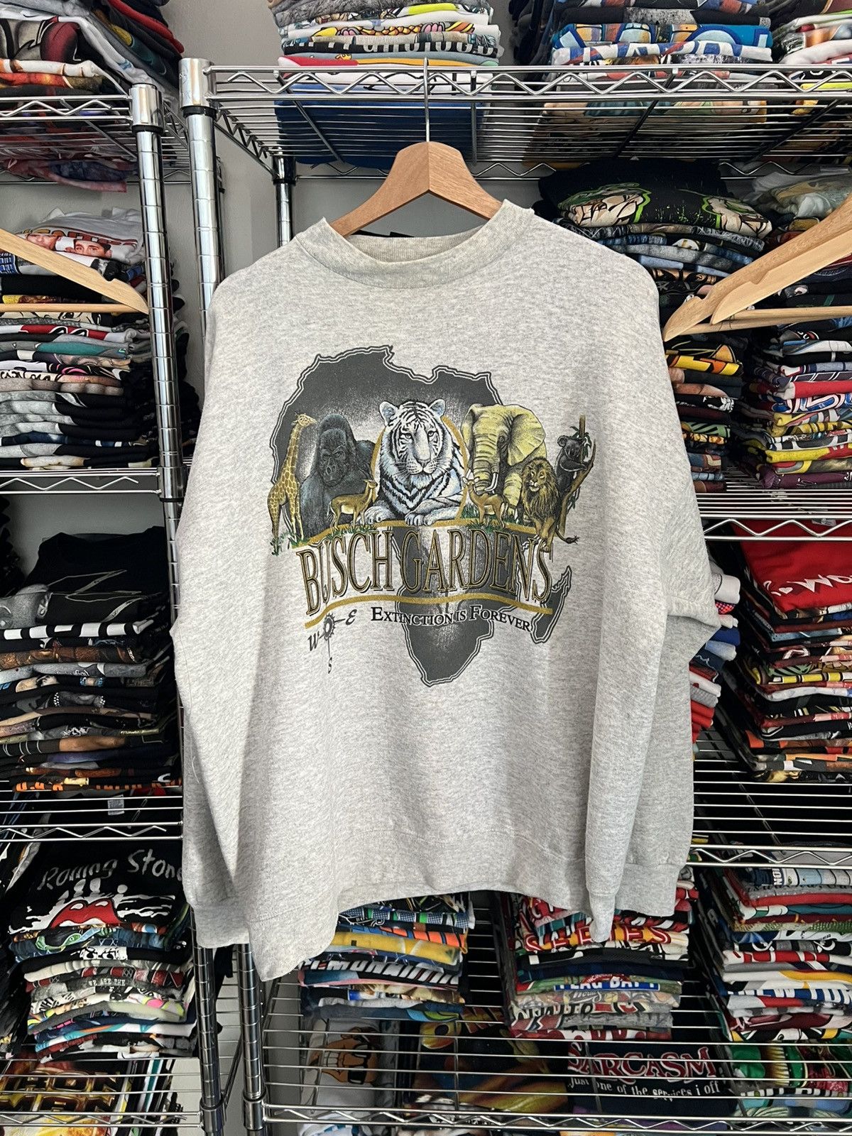 Habitat 90s Busch Gardens Extinction Is Forever Africa Nature Tee Hoodie, Sweatshirt | FlexRushtees.com