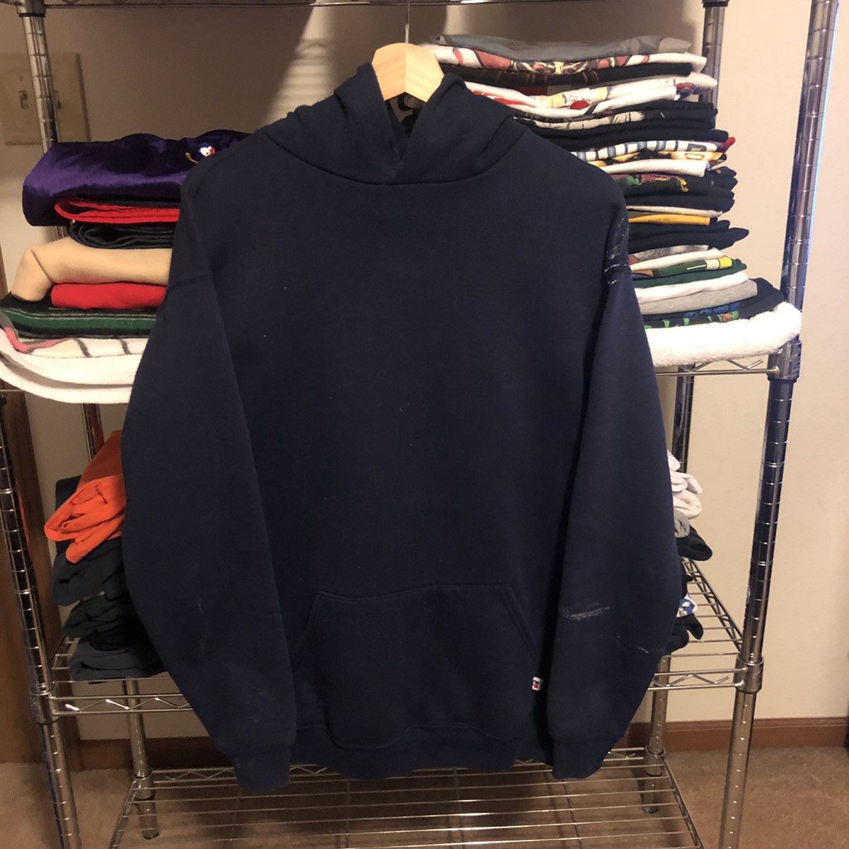 Vintage 90 S Blank Blue Russell Hoodie