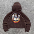 Brown Casual Vintage Letter Printed Hoodie T-Shirts, Sweatshirt | FlexRushtees.com