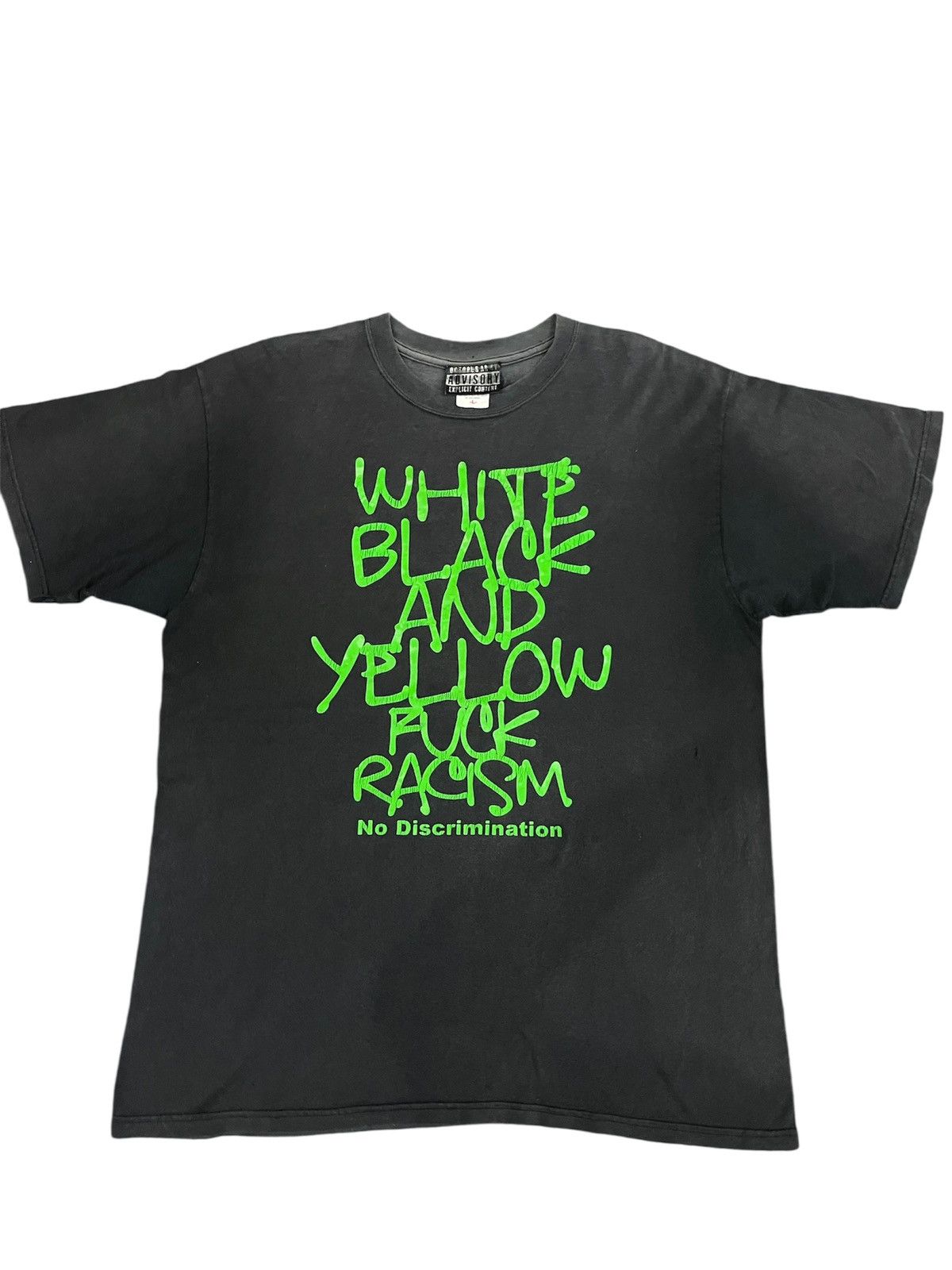 Rap Tees Y2k Pure Sunfaded Wording Black Rap Tees Fuck Racism Hoodie, Sweatshirt | FlexRushtees.com