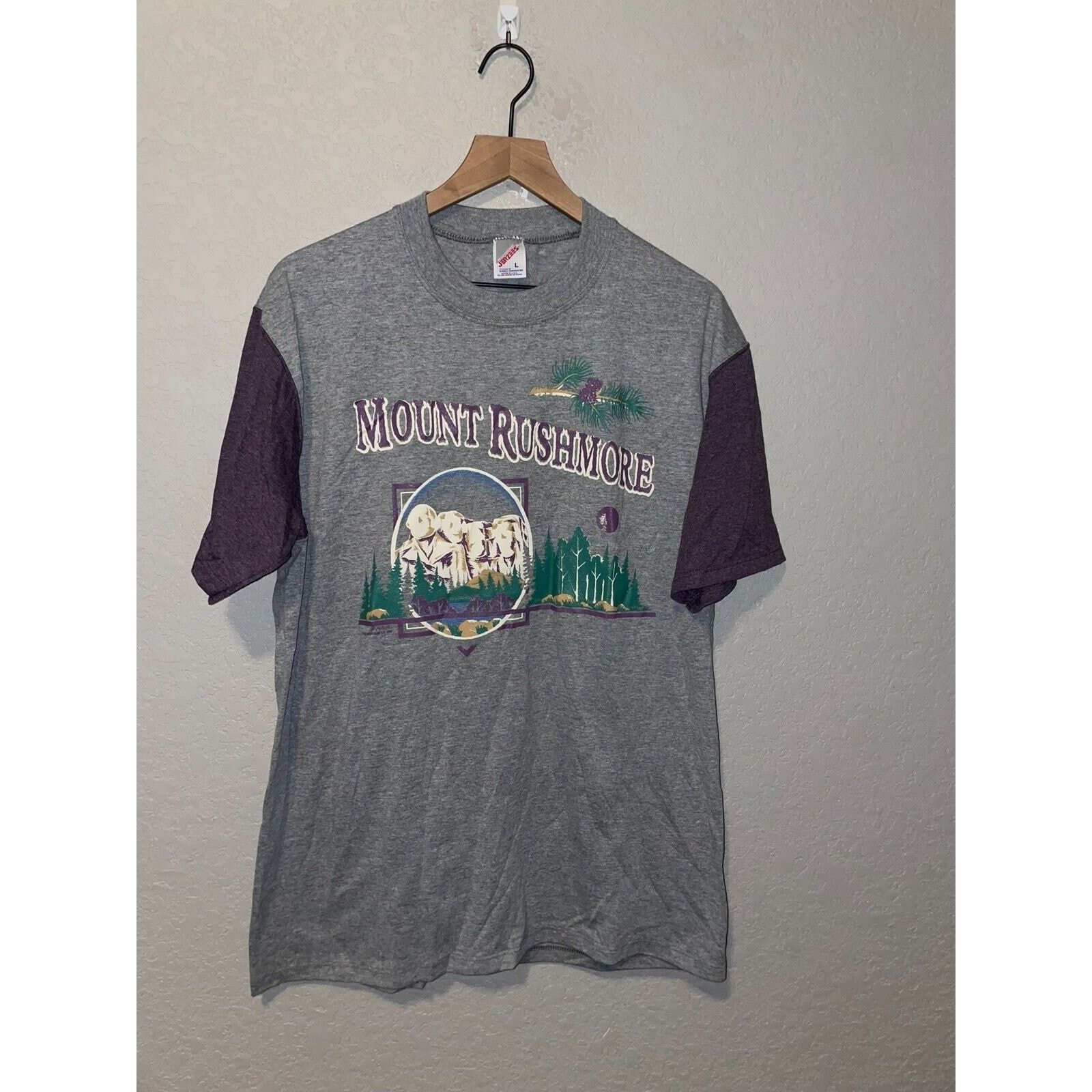 Vintage Mount Rushmore Shirt Jerzees Gray Tee Vtg 90s Large