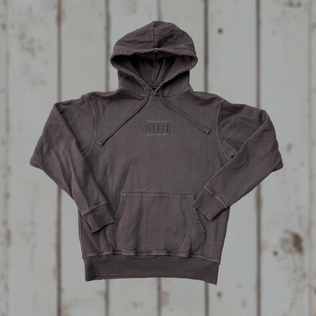 Kith Hoodie Men S Small Black Embroidered Box Logo Hooded Heavyweight Pullover Winter Fall