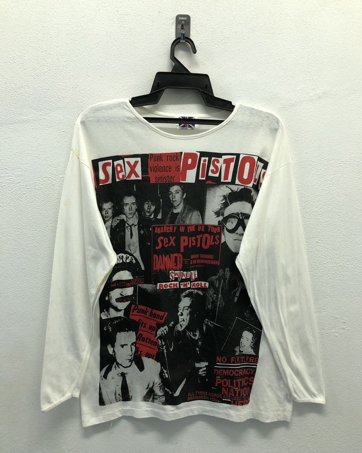 Band Tees Vintage 80s Sex Pistols Long Sleeve Lodon F B T Shirt
