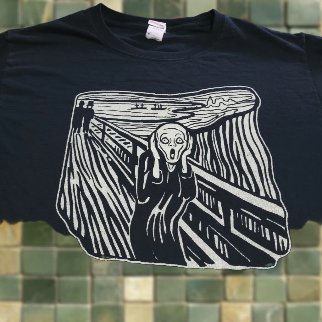 Fruit Of The Loom Vintage Y2k Edvard Munch The Scream Graphic Tee Small Black Men S T Shirt Art Anxi Hoodie, Sweatshirt