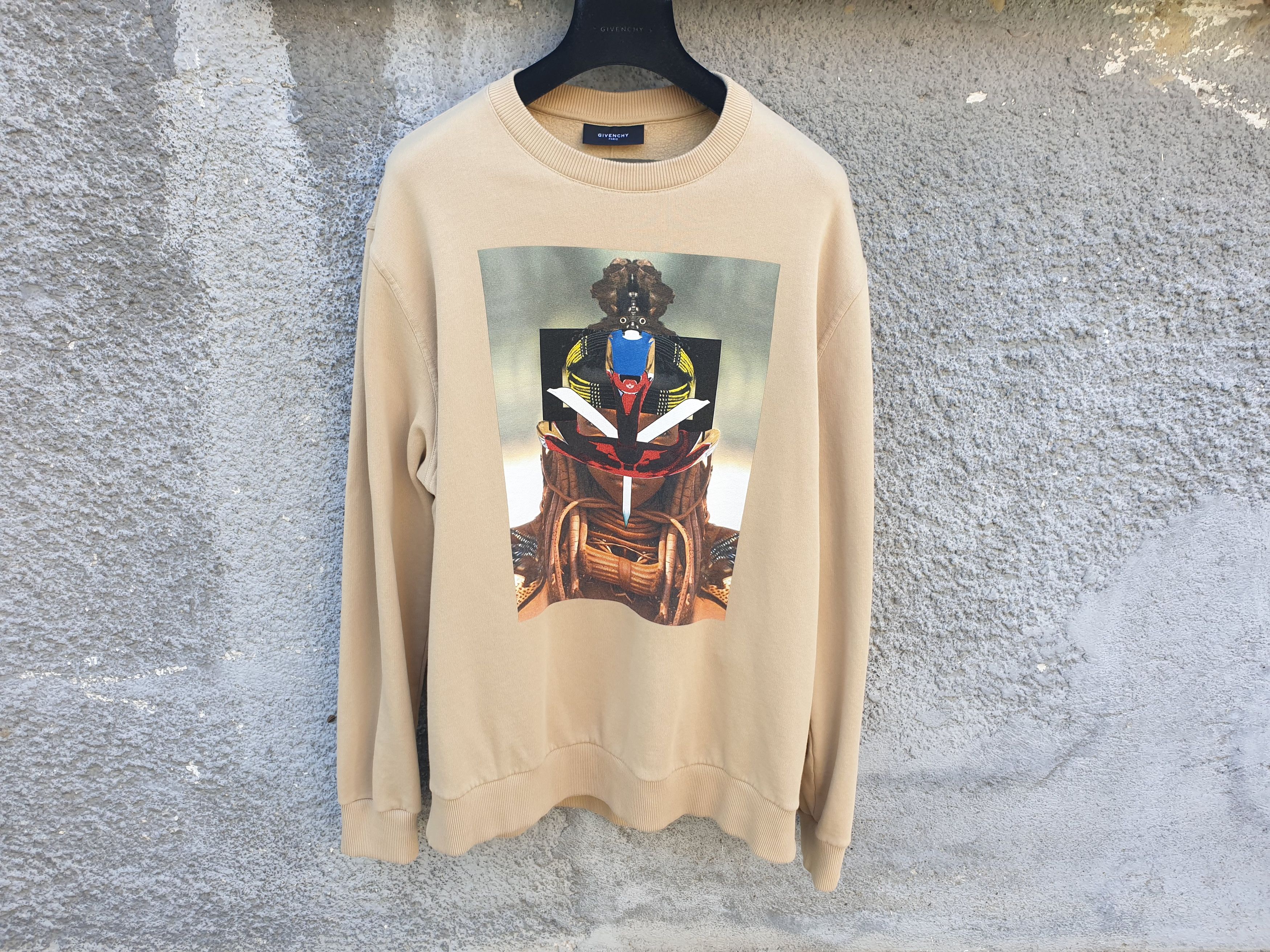 Givenchy Beige Tribal Warrior Mask Rottweiler Sweatshirt T-Shirts, Hoodie | FlexRushtees.com