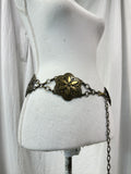 Vintage Avant Garde Metal Chained Flowers Belt Y2k