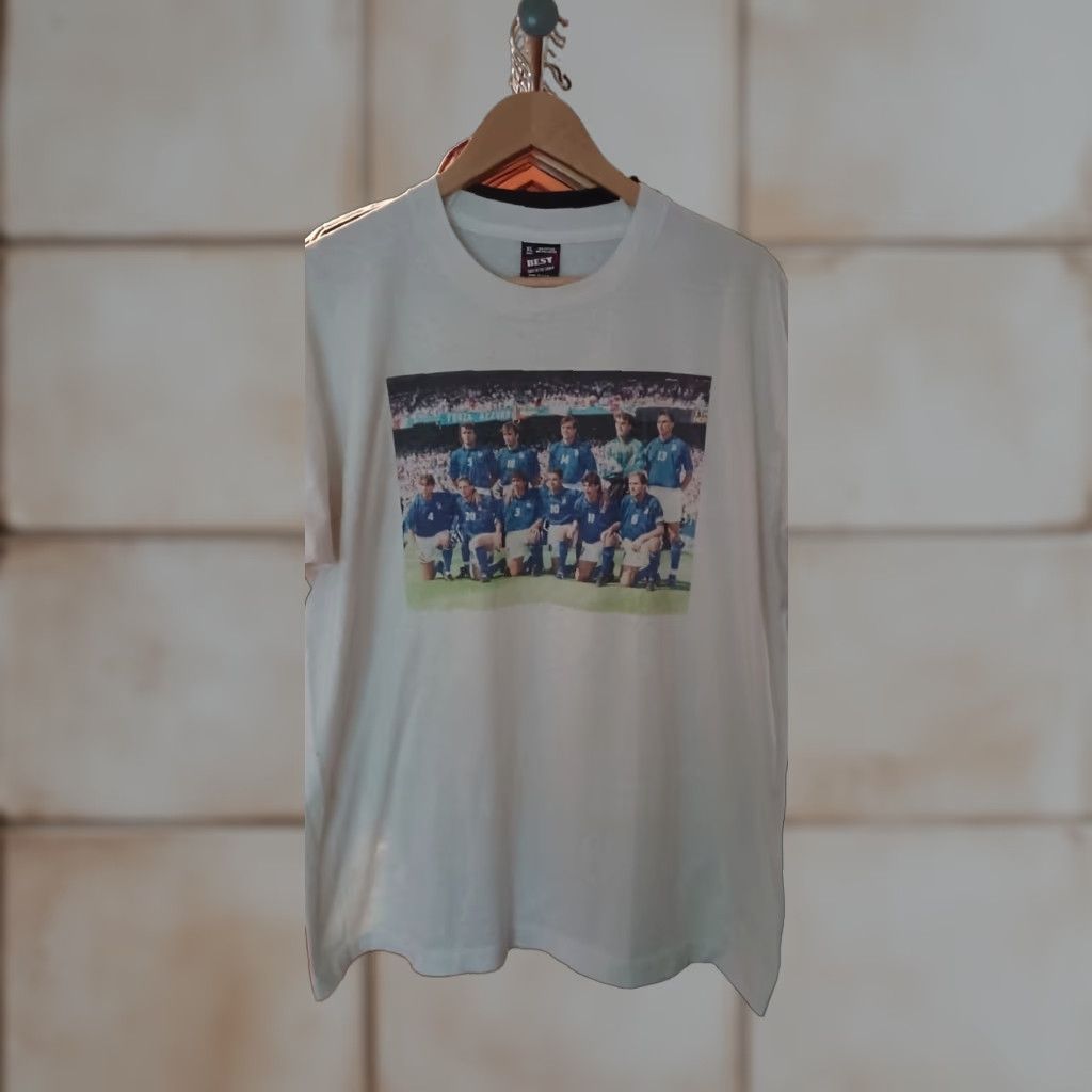 Fruit Of The Loom Vintage Italy World Cup 90s Team Made Usa Grail Dinobaggio Forza Azzurri Xl Tee Hoodie, Sweatshirt