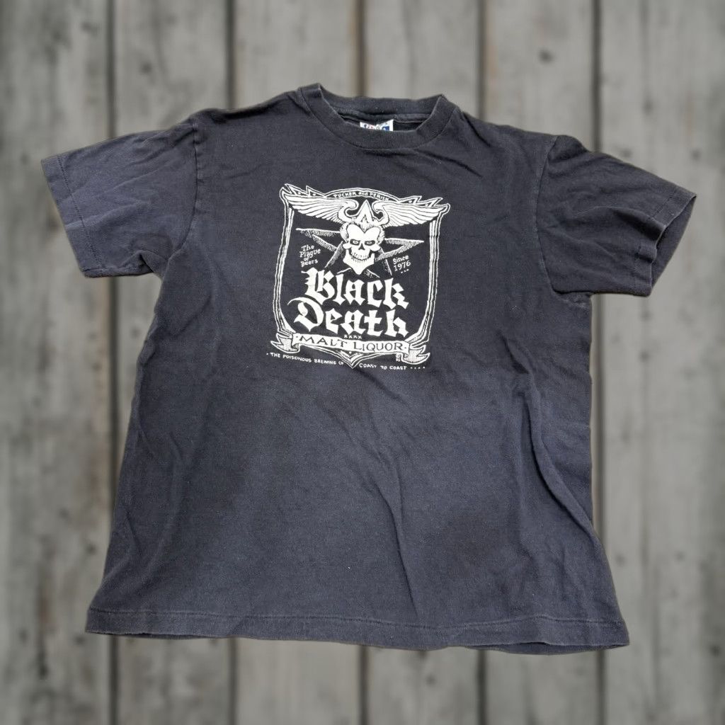 Vintage 80s Black Death Malt Liquor The Plague Of Beers T Shirt M Black Mens Hoodie, Sweatshirt | FlexRushtees.com