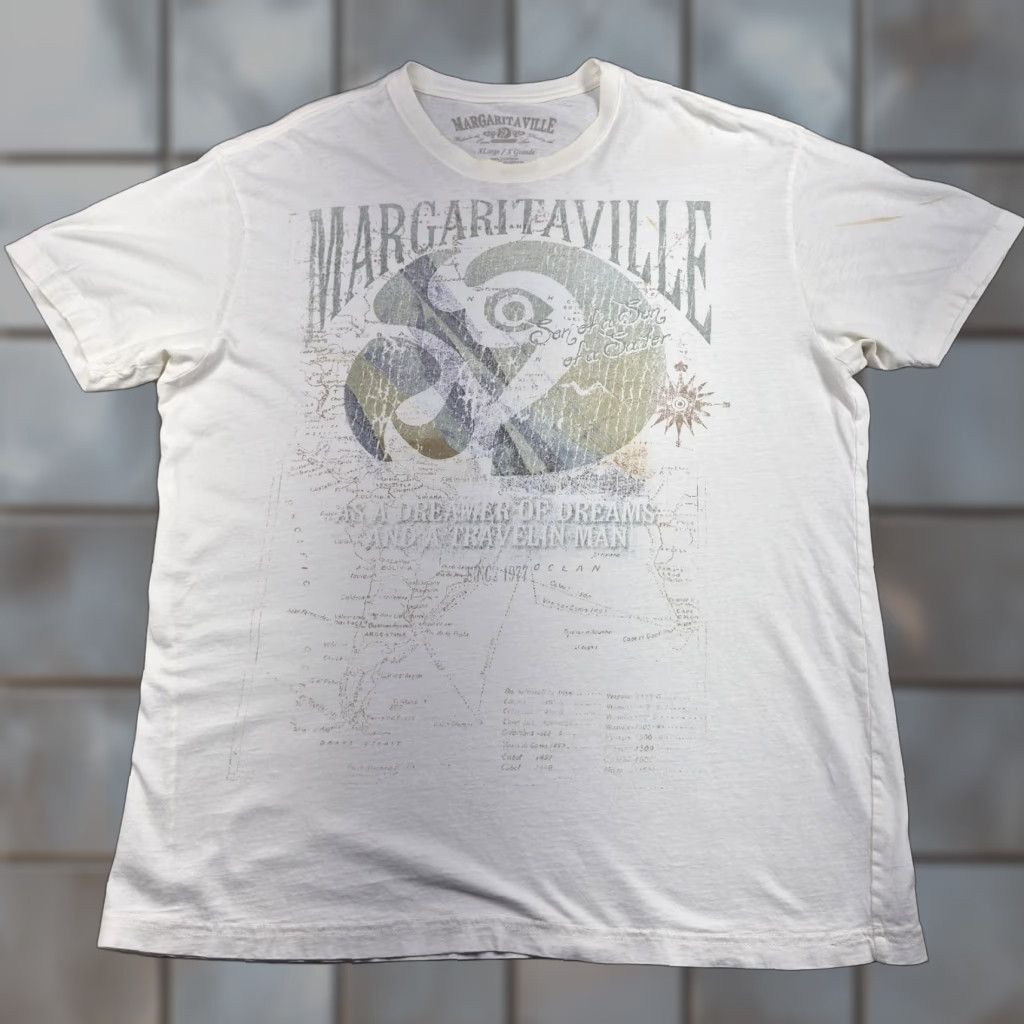 Vintage Margaritaville Shirt Mens Xl White T Shirt Crew Neck Graphic Tee Beach Tropical
