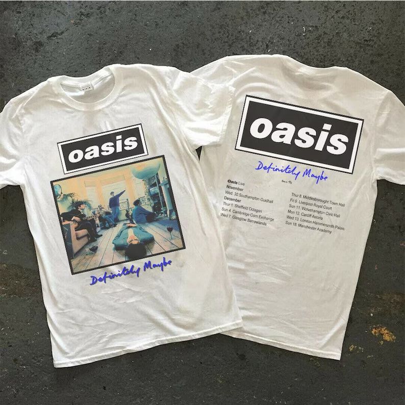 Band Tees White Oasis Gildan Heavy Cotton T Shirt Hoodie, Sweatshirt | FlexRushtees.com
