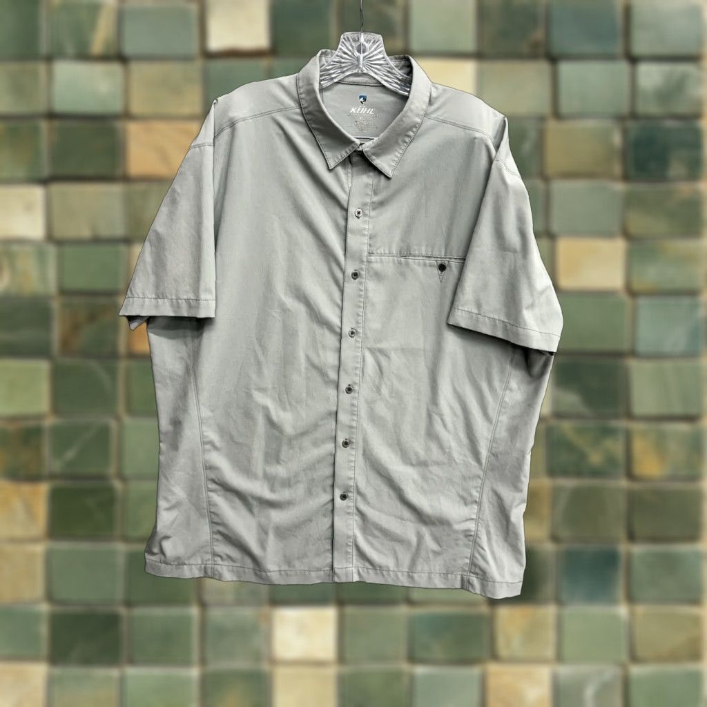 Vintage Kuhl Renegade Tufflex Shirt Men S Xl Gray Short Sleeve Performance Hiking Shirt Hoodie, Sweatshirt | FlexRushtees.com