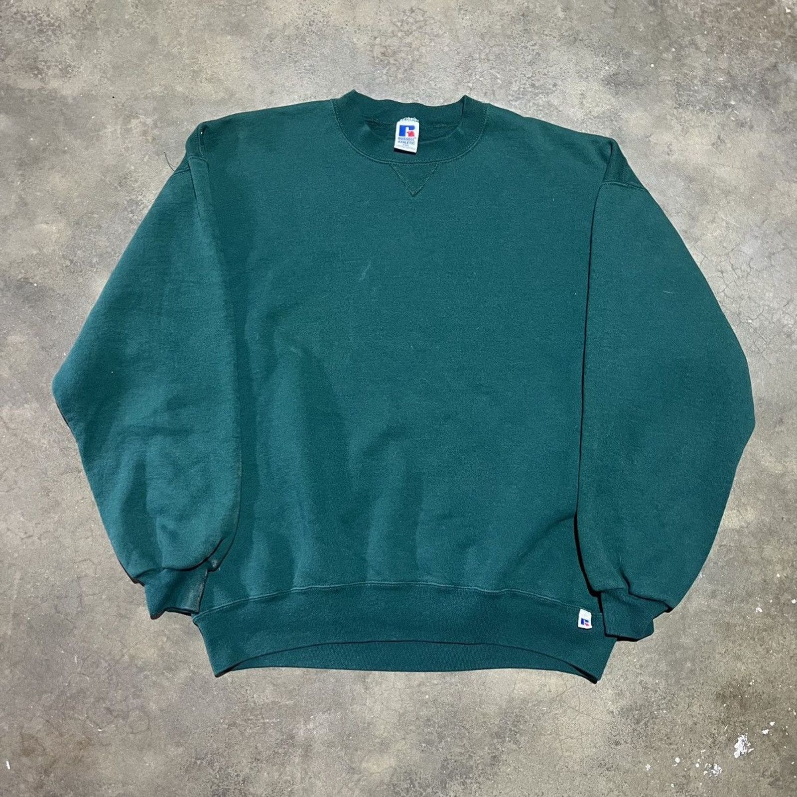 Vintage 90s Russell Athletic Green Blank Boxy Sweatshirt