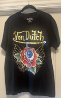 Dutch Authentic Von Dutch Roses Eyeballs Tee T Shirt Medium Black Hoodie, Sweatshirt | FlexRushtees.com