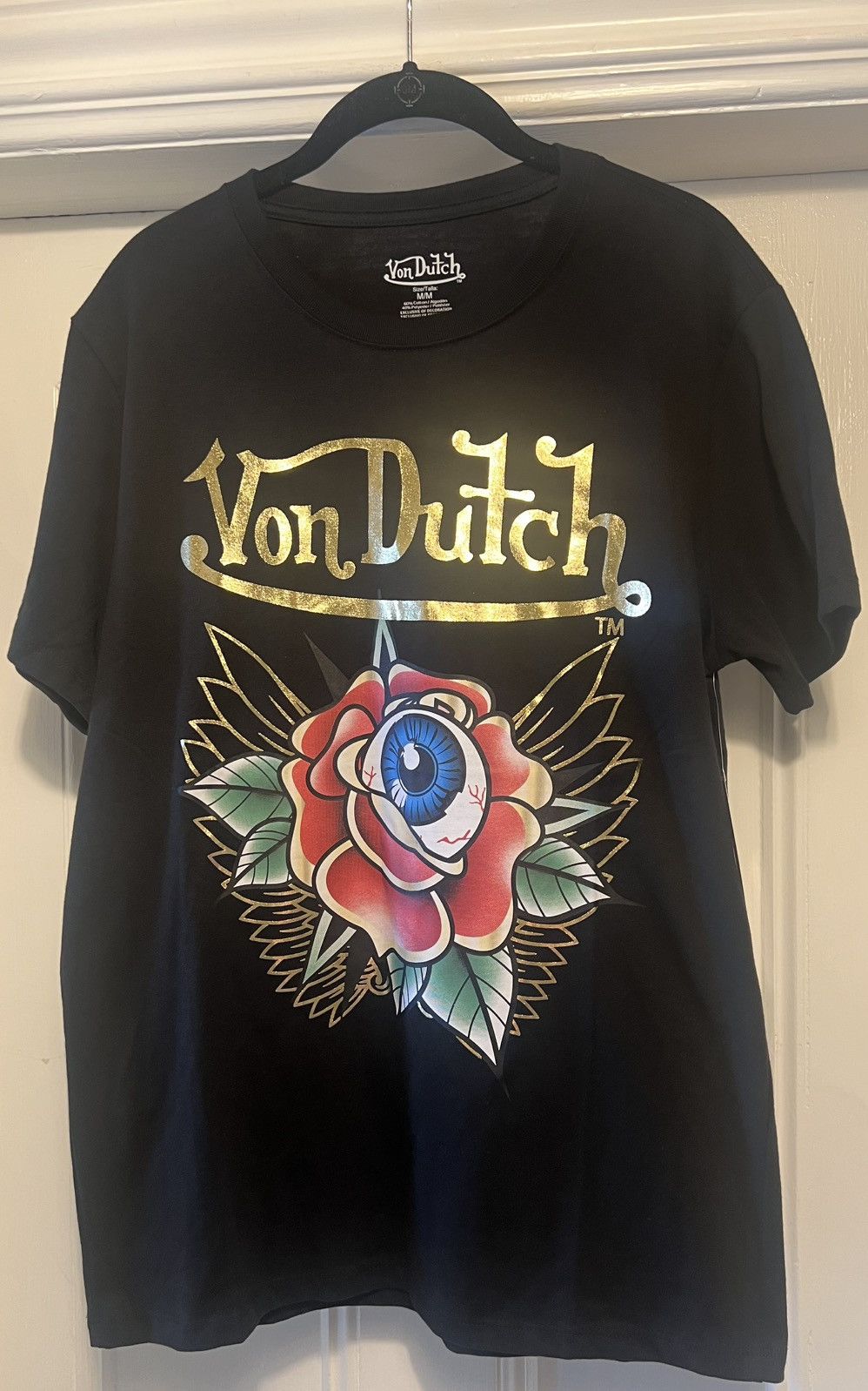 Dutch Authentic Von Dutch Roses Eyeballs Tee T Shirt Medium Black Hoodie, Sweatshirt | FlexRushtees.com