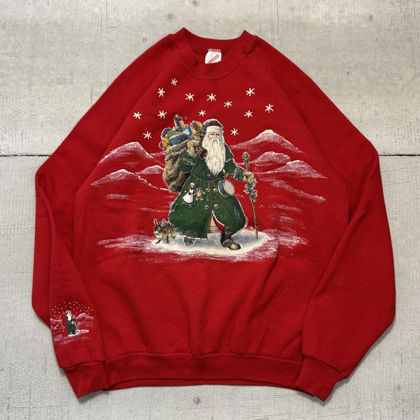 Vintage 90s Jerzees Santa Graphic Crewneck Sweatshirt