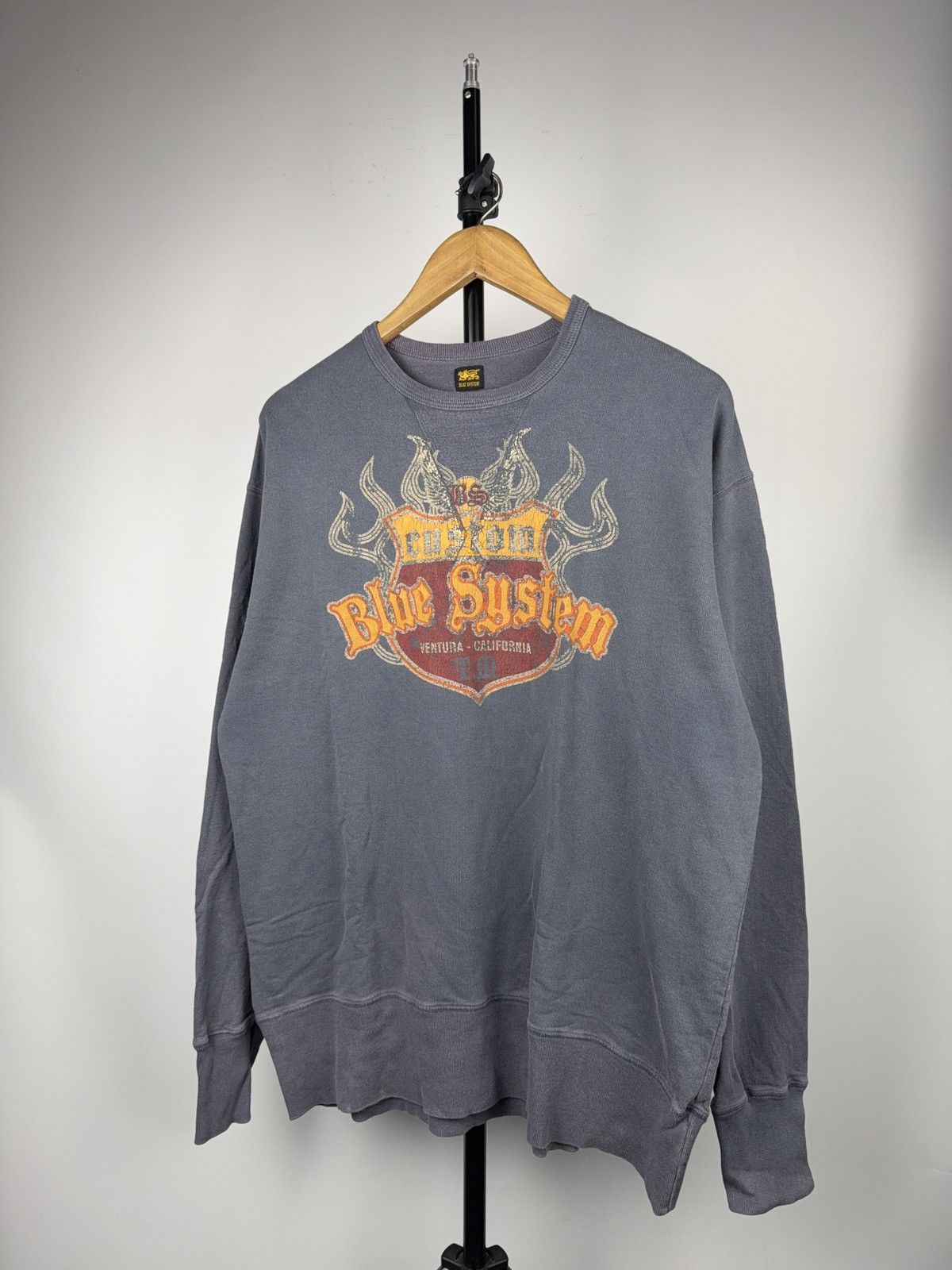 Vintage Biker Moto Blue System Custom Graphic Sweatshirt Xl T-Shirts, Hoodie | FlexRushtees.com
