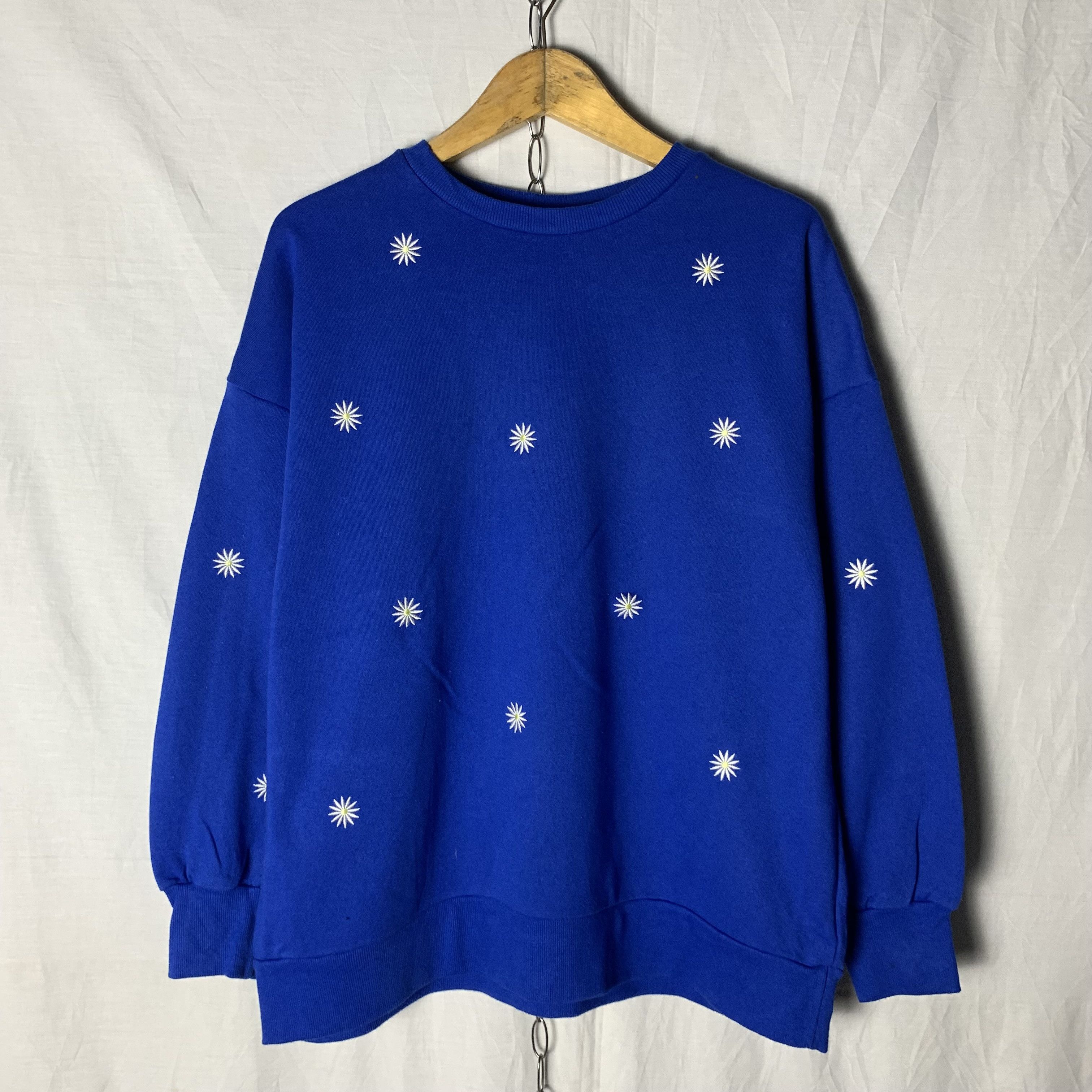 Japanese Brand Wego Flower Embroidery Sweatshirt Crewneck