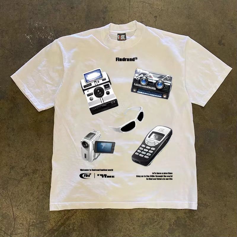 Japanese Brand White Casual Retro Digital Camera Print T Shirt Hoodie, Sweatshirt | FlexRushtees.com