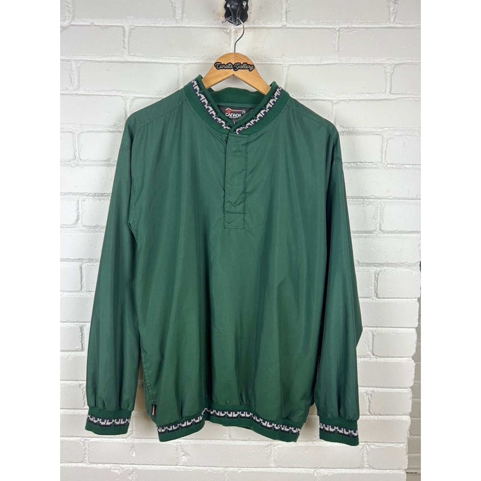 Vintage 90s Canada Sportswear Aztec Snap Tee Pull Over L
