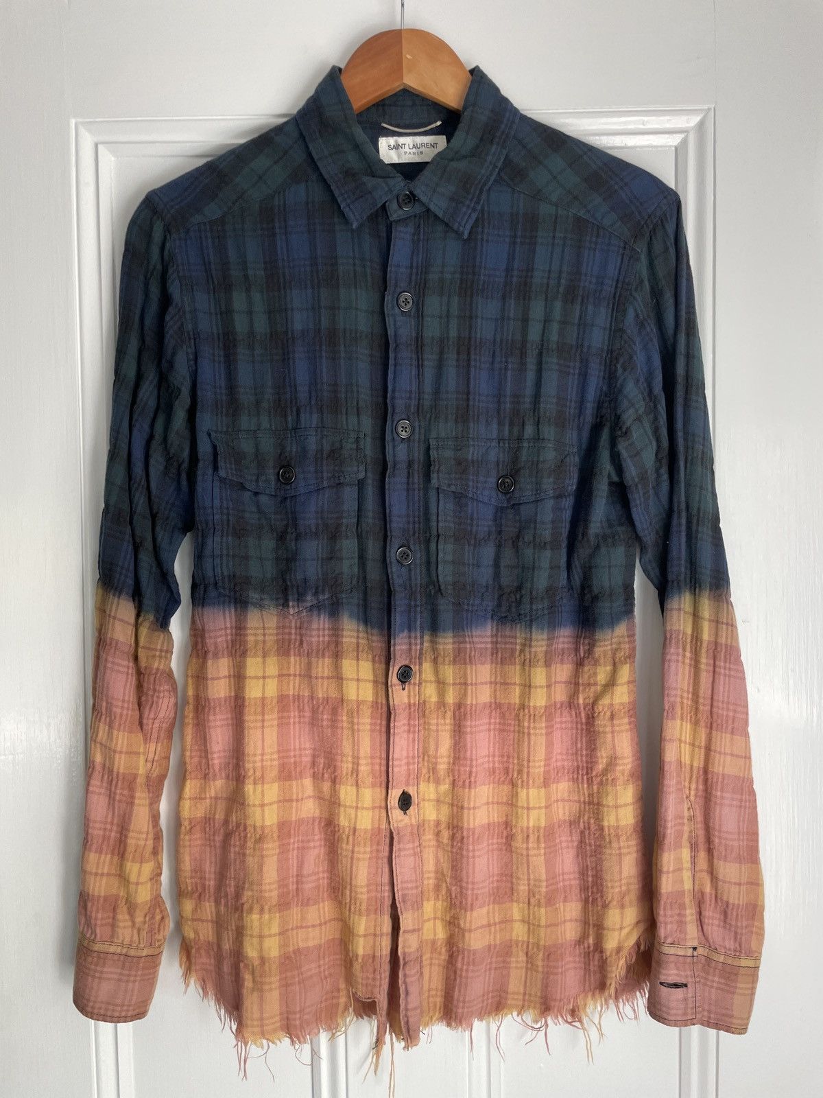 Laurent Paris Saint Laurent Surf Sound Rare Bleached Raw Hem Flannel