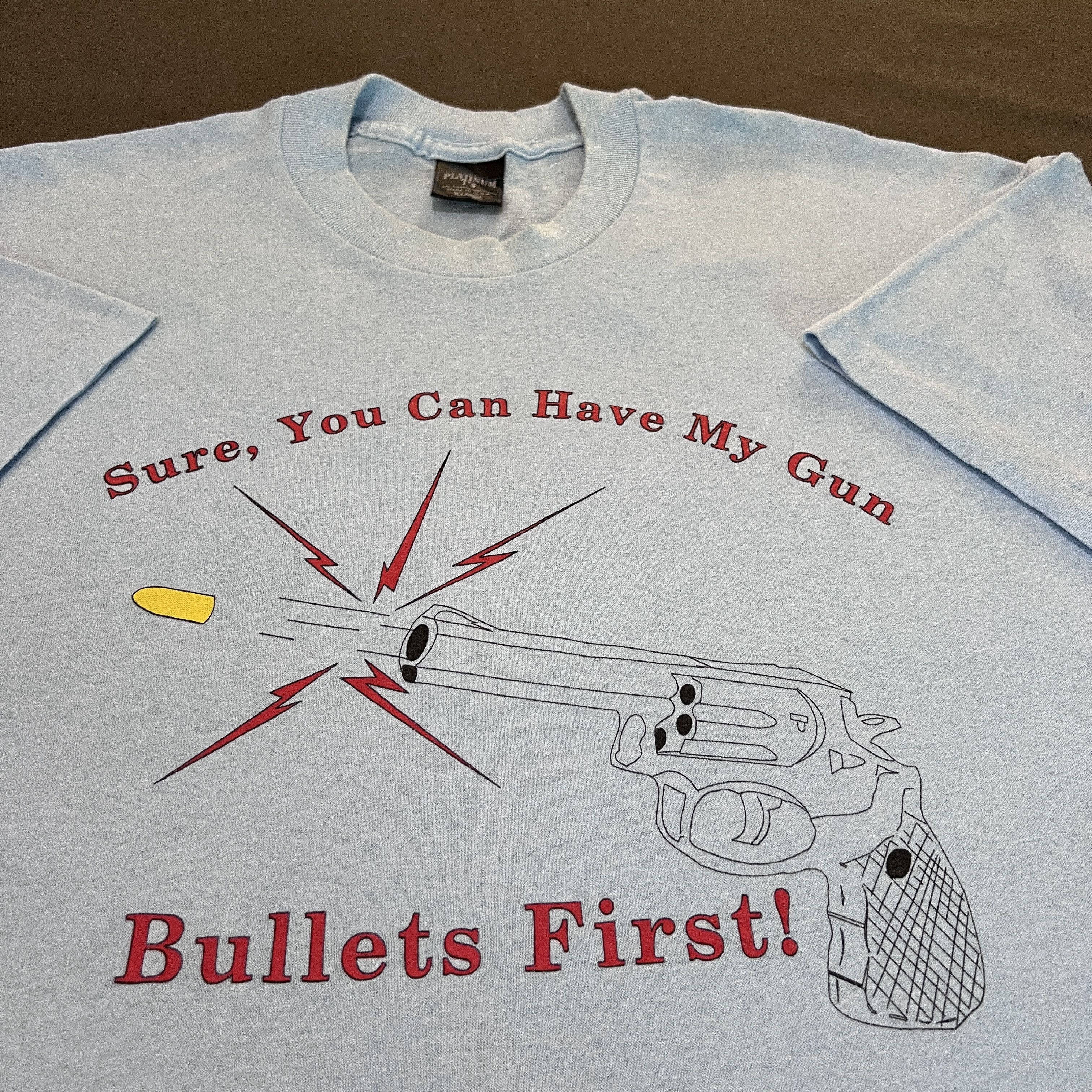 Other Vintage 90s Bullets First Gun Promo Tee Xl 911 Hoodie, Sweatshirt | FlexRushtees.com