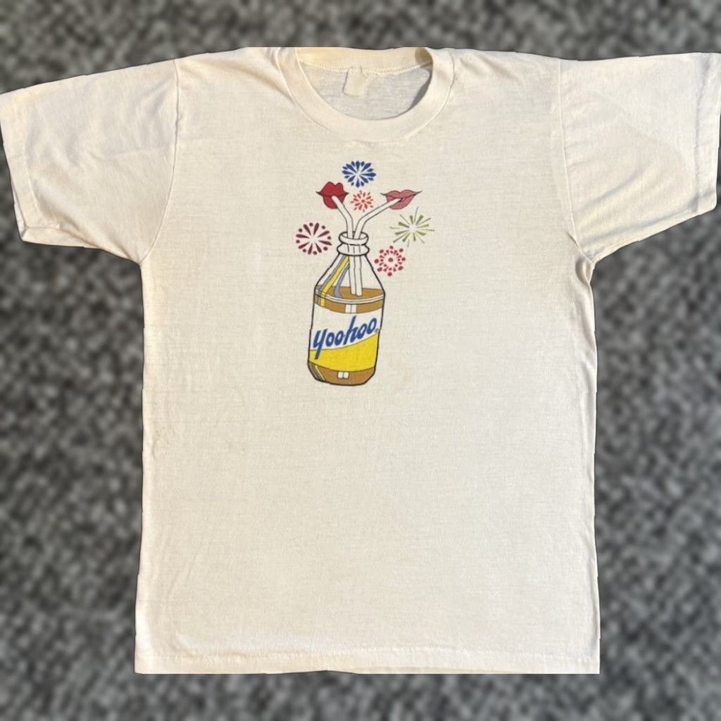 Chocoolate Vintage 70s T Shirt Punk Logo Graphic Print White Cotton Crew Neck Short Sleeve Men Xl L