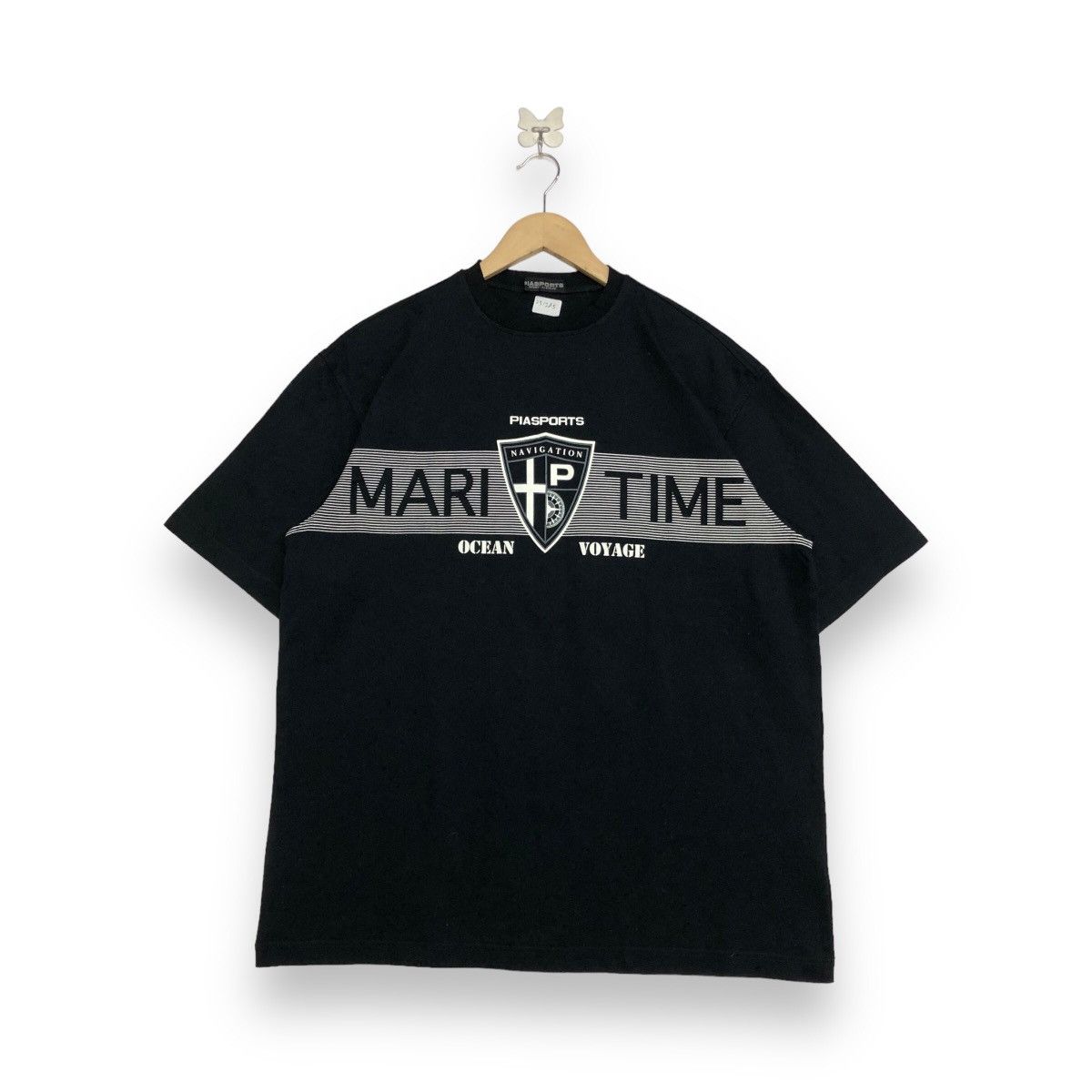 Japanese Brand Piasport Navigation Mari Time Ocean Voyage T Shirt