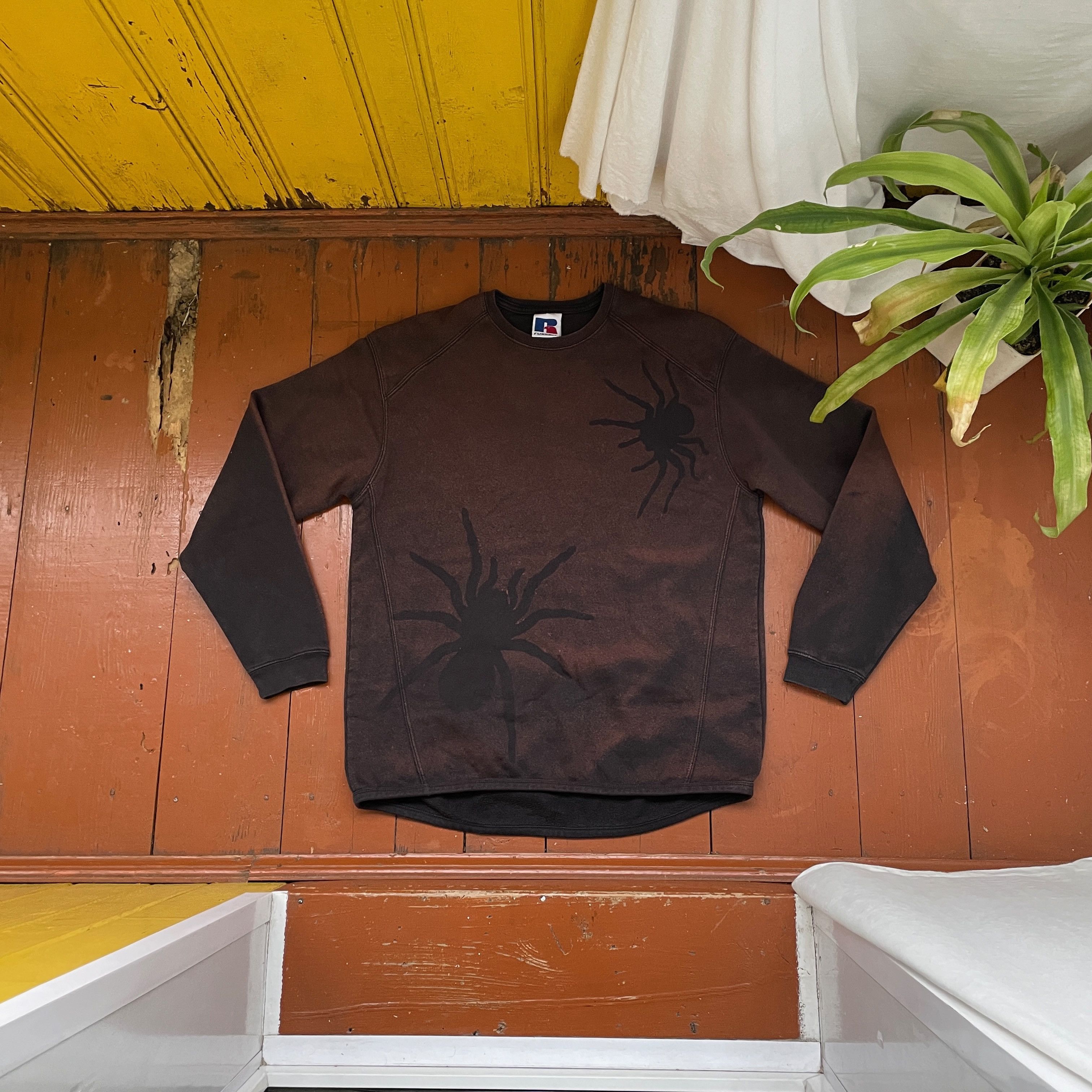 Russell Athletic Vintage Faded Rusell Sweatshirt Spider Patern Opium Faded