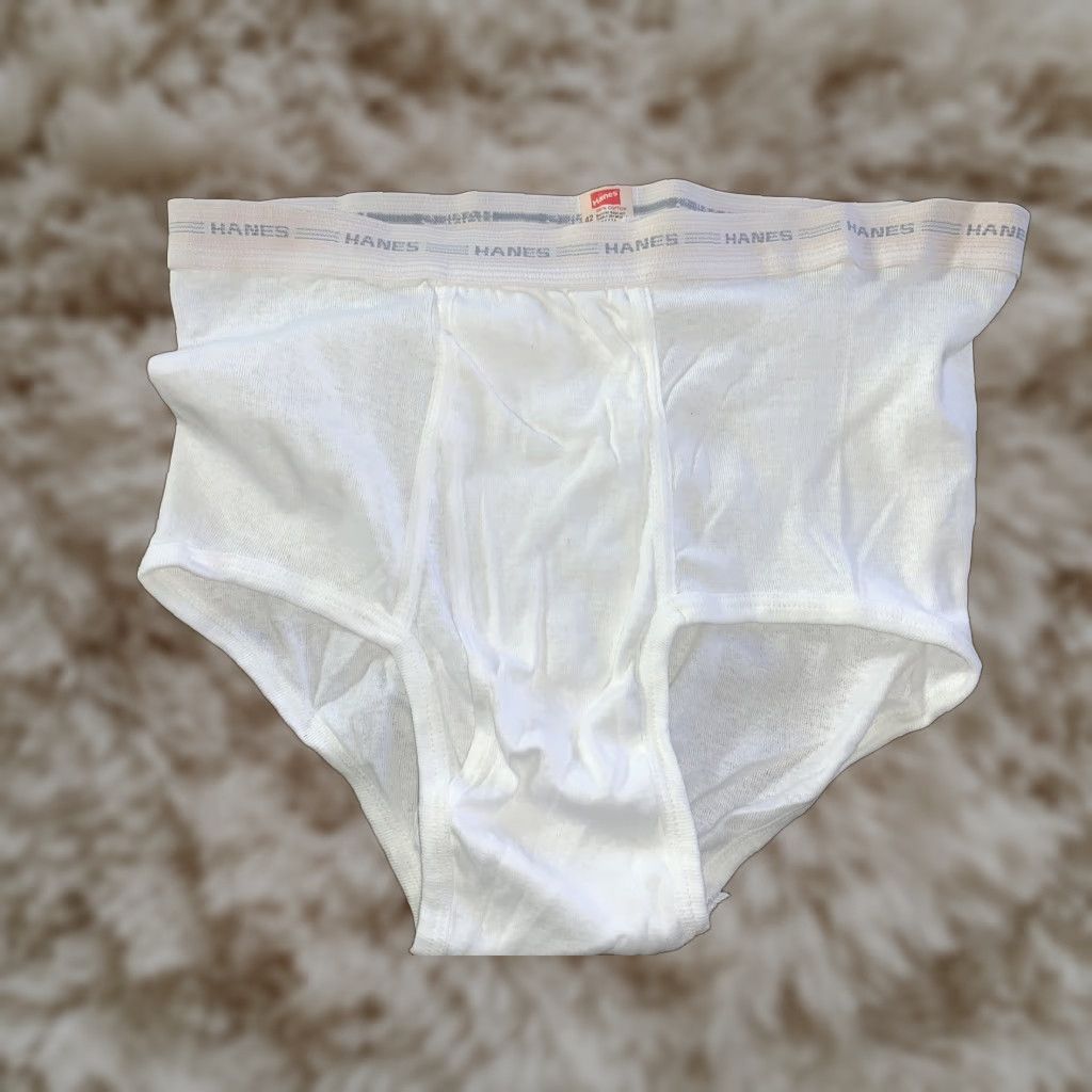 Vintage Hanes Mens Underwear Briefs Size 42 Usa 1980s White Cotton Nwt