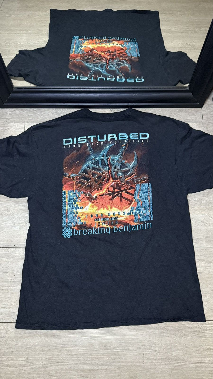 Giant Vintage Y2k Disturbed Breaking Benjamin Band Tour Shirt