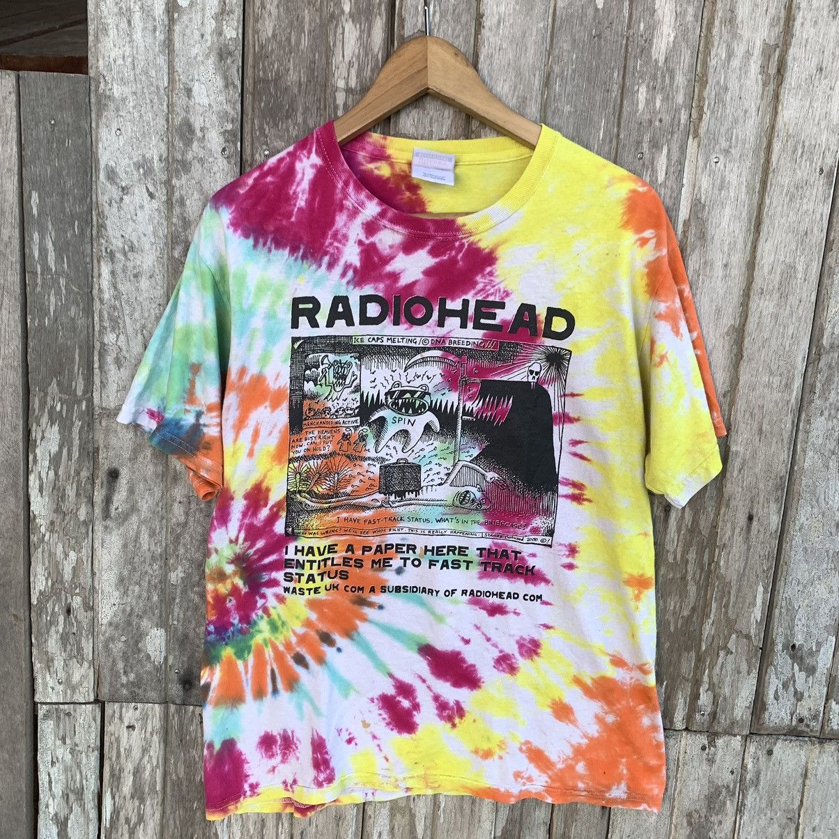 Band Tees Thrashed Vintage Radiohead Tie Dye Band Tee Hoodie, Sweatshirt | AU16VibeMintTees.com