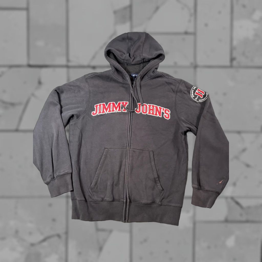 Vintage Jimmy Johns Employee Hoodie Full Zip Logo Uniform Mens Small Black T-Shirts, Sweatshirt | FlexRushtees.com