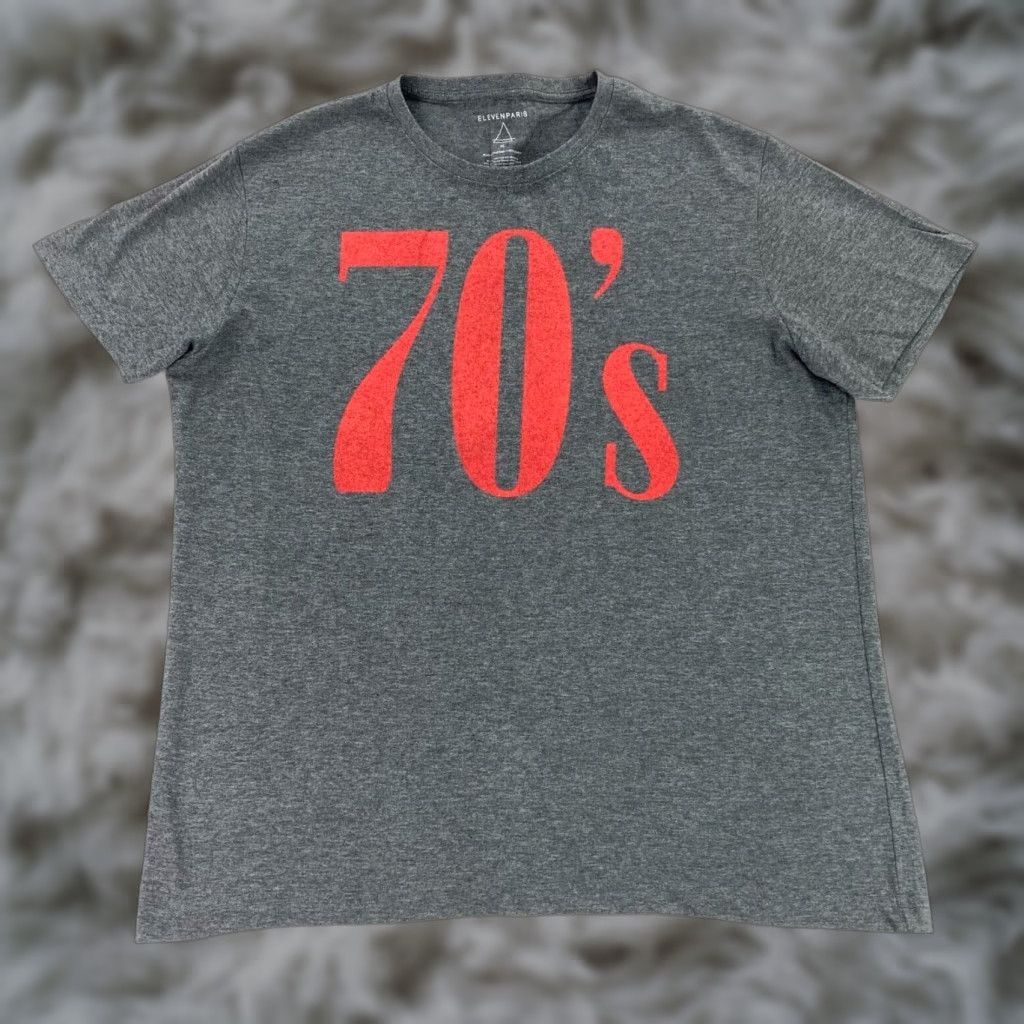 Paris Vintage Eleven Paris Men S 70 S Short Sleeve T Shirt Gray Xl Cotton Crew Neck 70s Mens