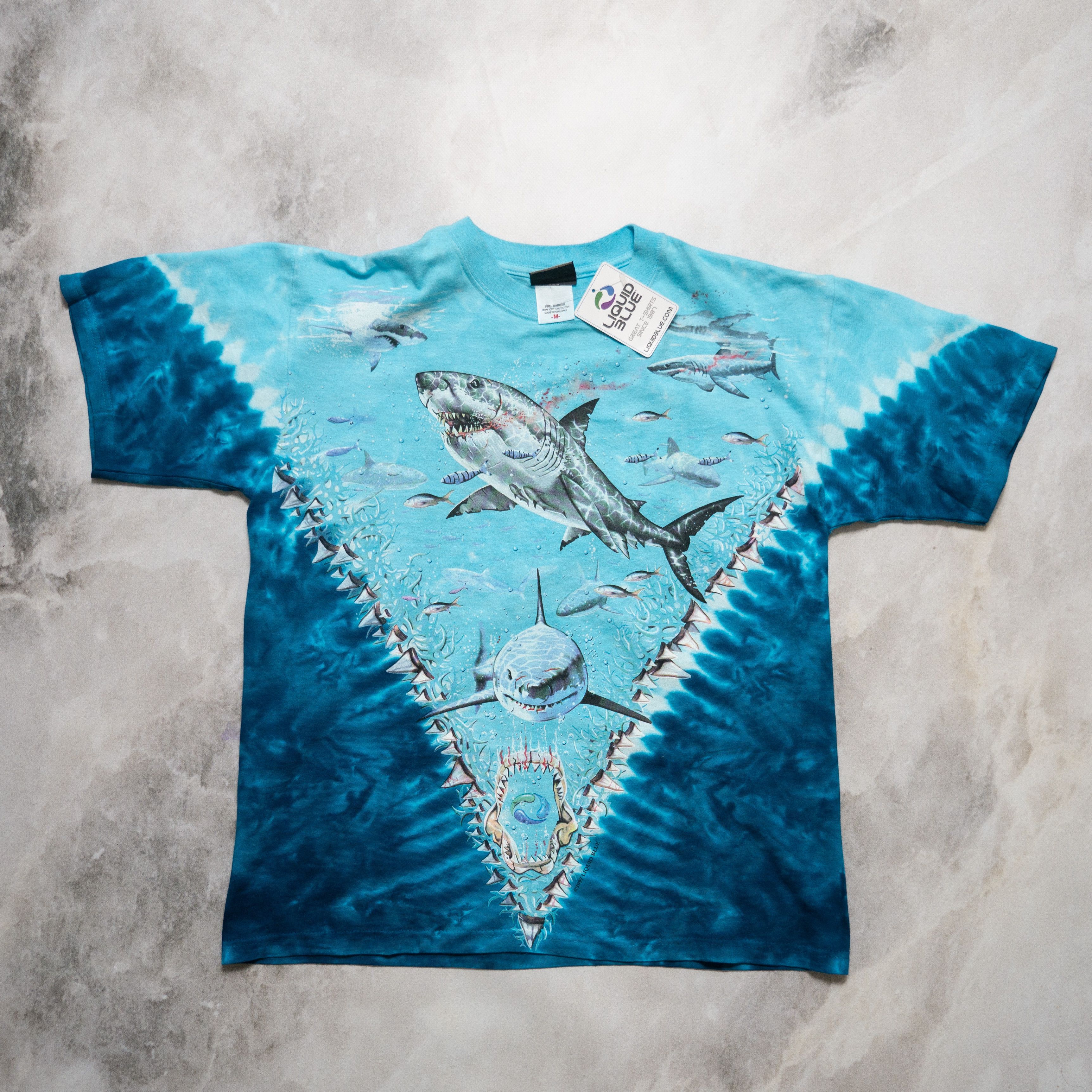 Vintage Liquid Blue Sharks Deadstock Nwt T Shirt M Hoodie, Sweatshirt | FlexRushtees.com