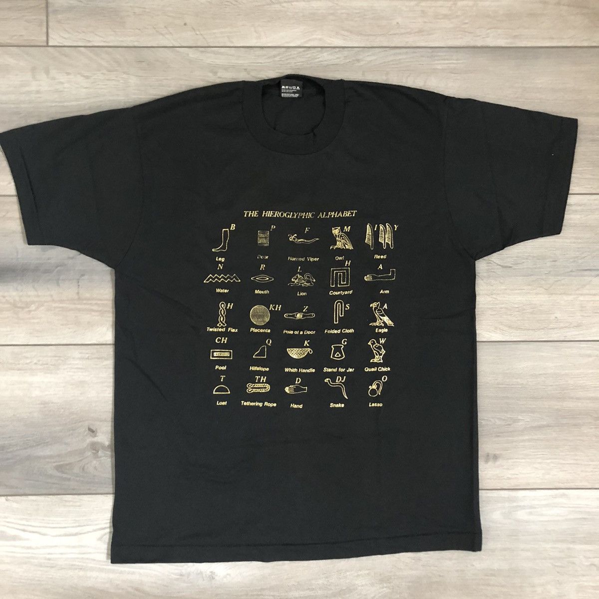 Vintage Screen Stars Best Vintage Hieroglyphic Alphabet Tshirt Black