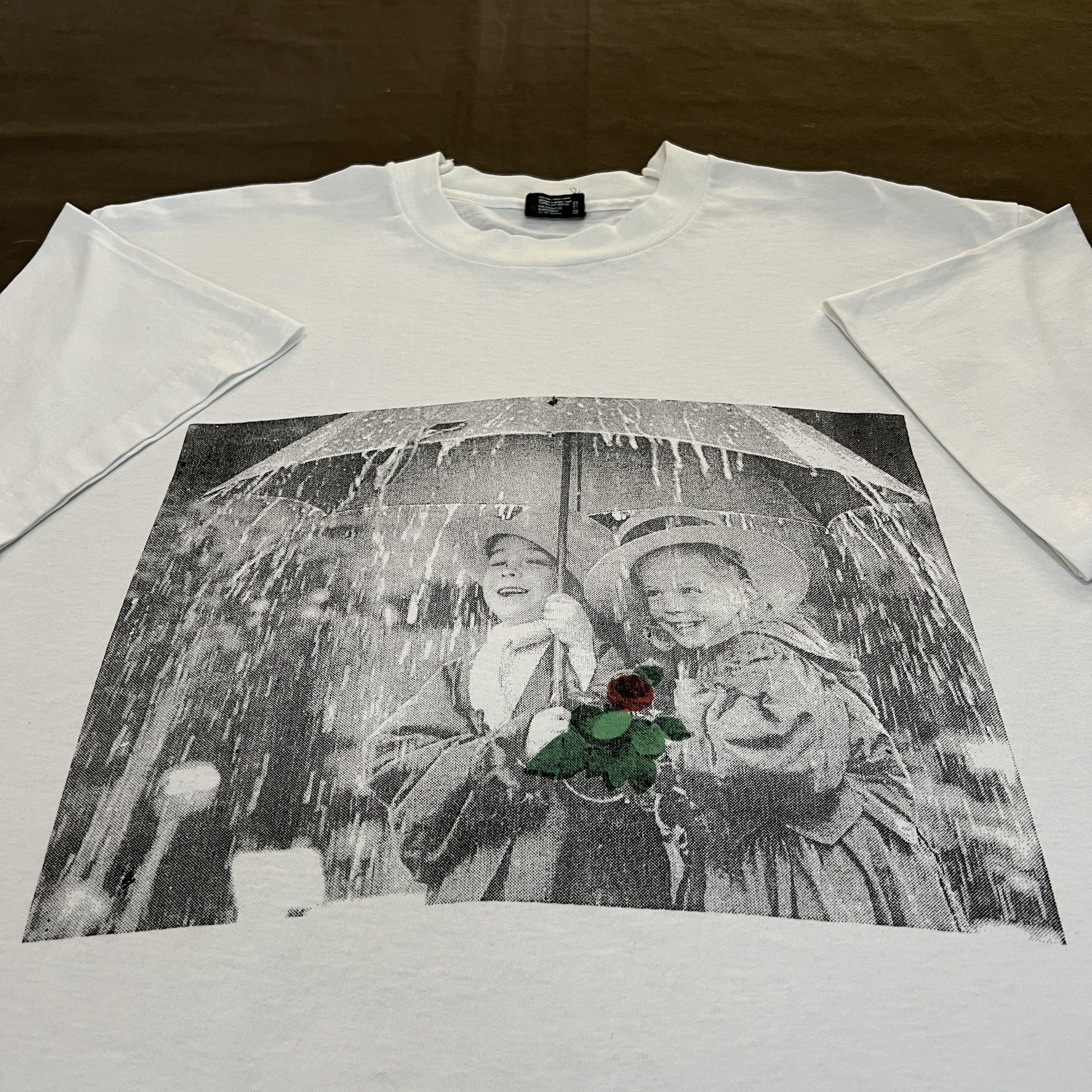 Vintage 90s Children Walking In The Rain Photography Tee Hoodie, Sweatshirt | FlexRushtees.com