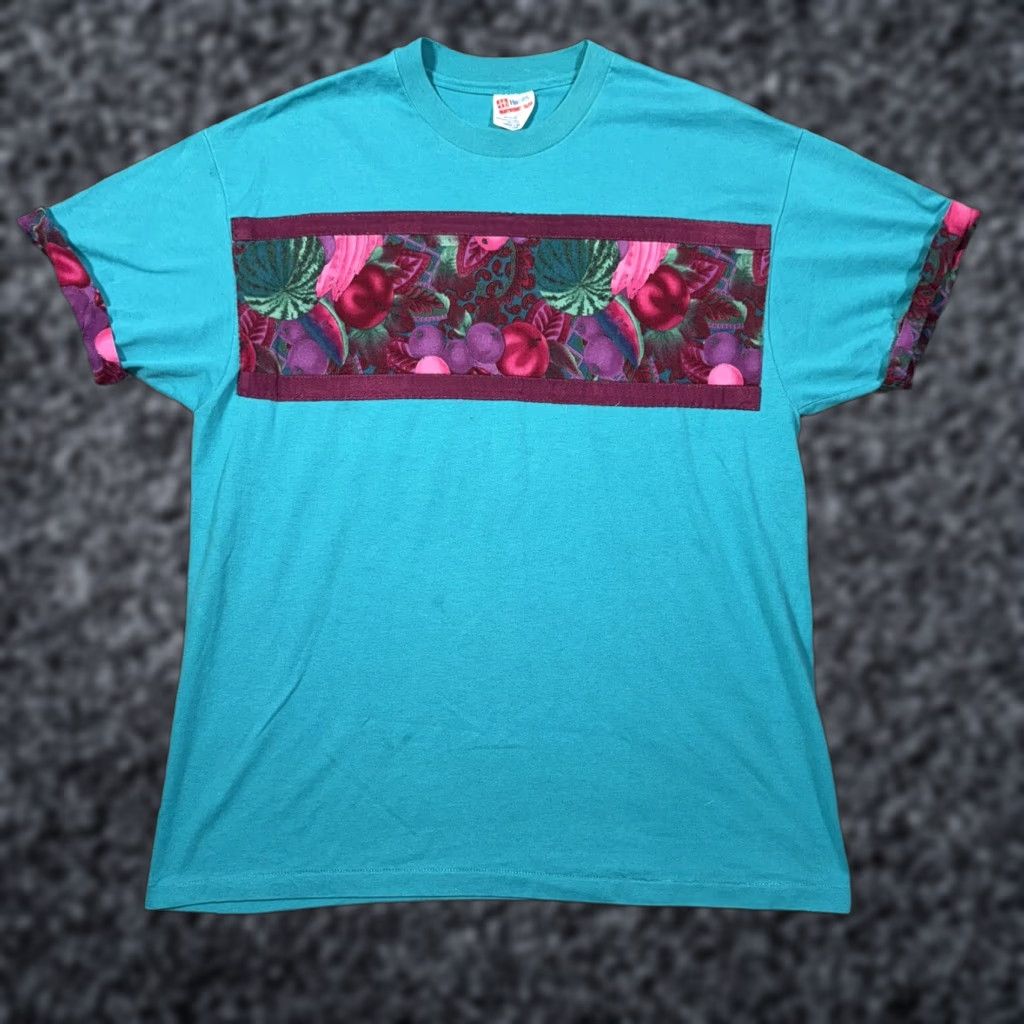Vintage Hanes T Shirt Men Xl Teal Blue Custom Floral Tee Usa Hoodie, Sweatshirt | FlexRushtees.com