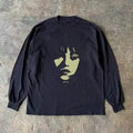 Other Black Casual Retro Face Print Long Sleeve T Shirt