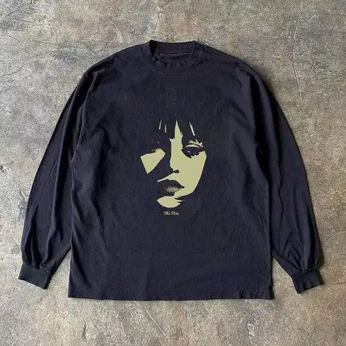 Other Black Casual Retro Face Print Long Sleeve T Shirt