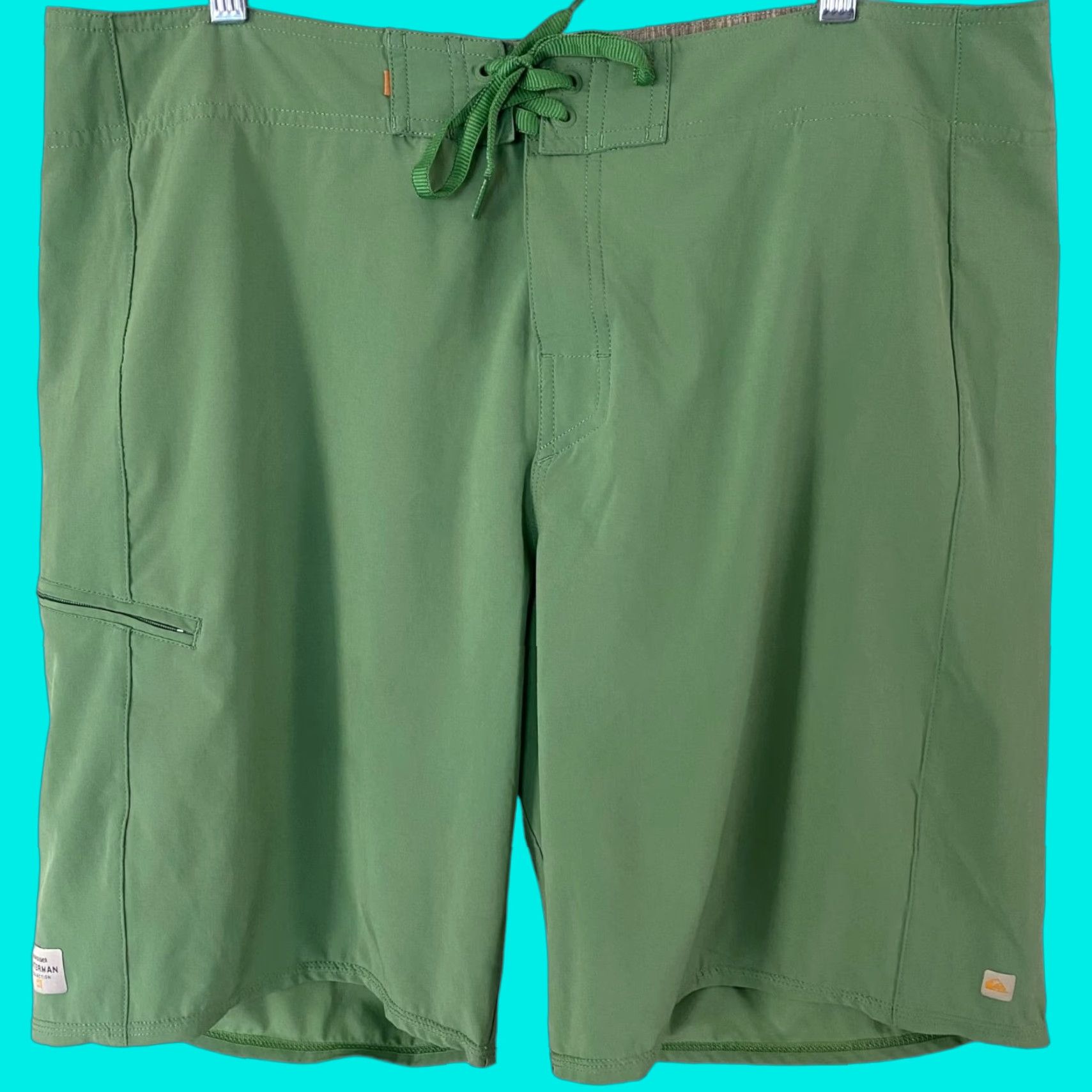 Quiksilver Waterman Collection Board Short Green 38 Summer Beach Swim Mens