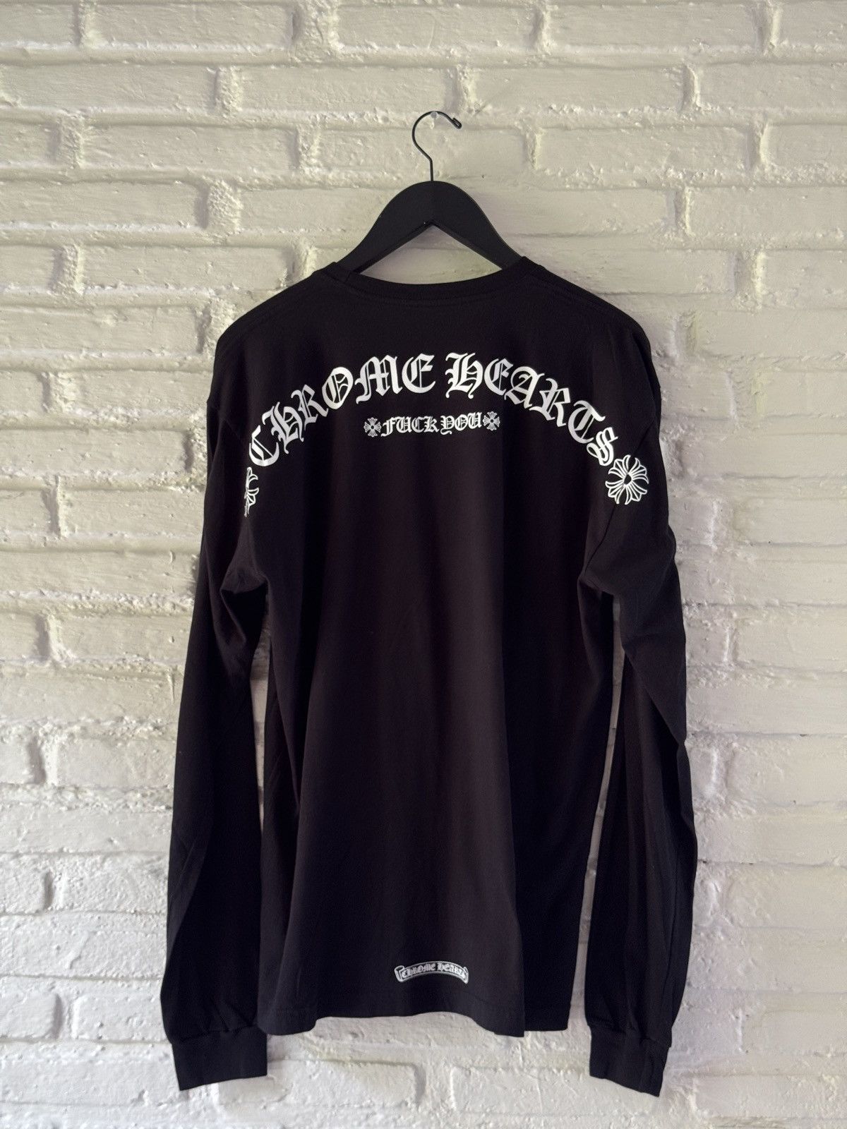 Hearts Chrome Hearts Fuck You Logo Cemetery Horseshoe Longsleeve T-Shirts, Hoodie, Sweatshirt | FlexRushtees.com