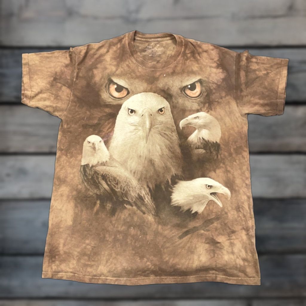 Mountain The Mountain T Shirt Adult Xl Brown Tie Dye Eagle Bleach Spot Distress Big Print