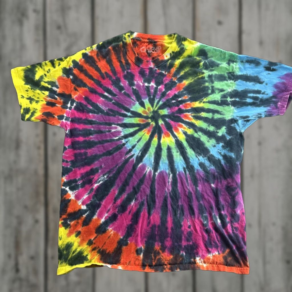 Blue Liquid Blue Shirt Tie Dye Mens Xl Spiral Rainbow Psychedelic Graphic Extra Large