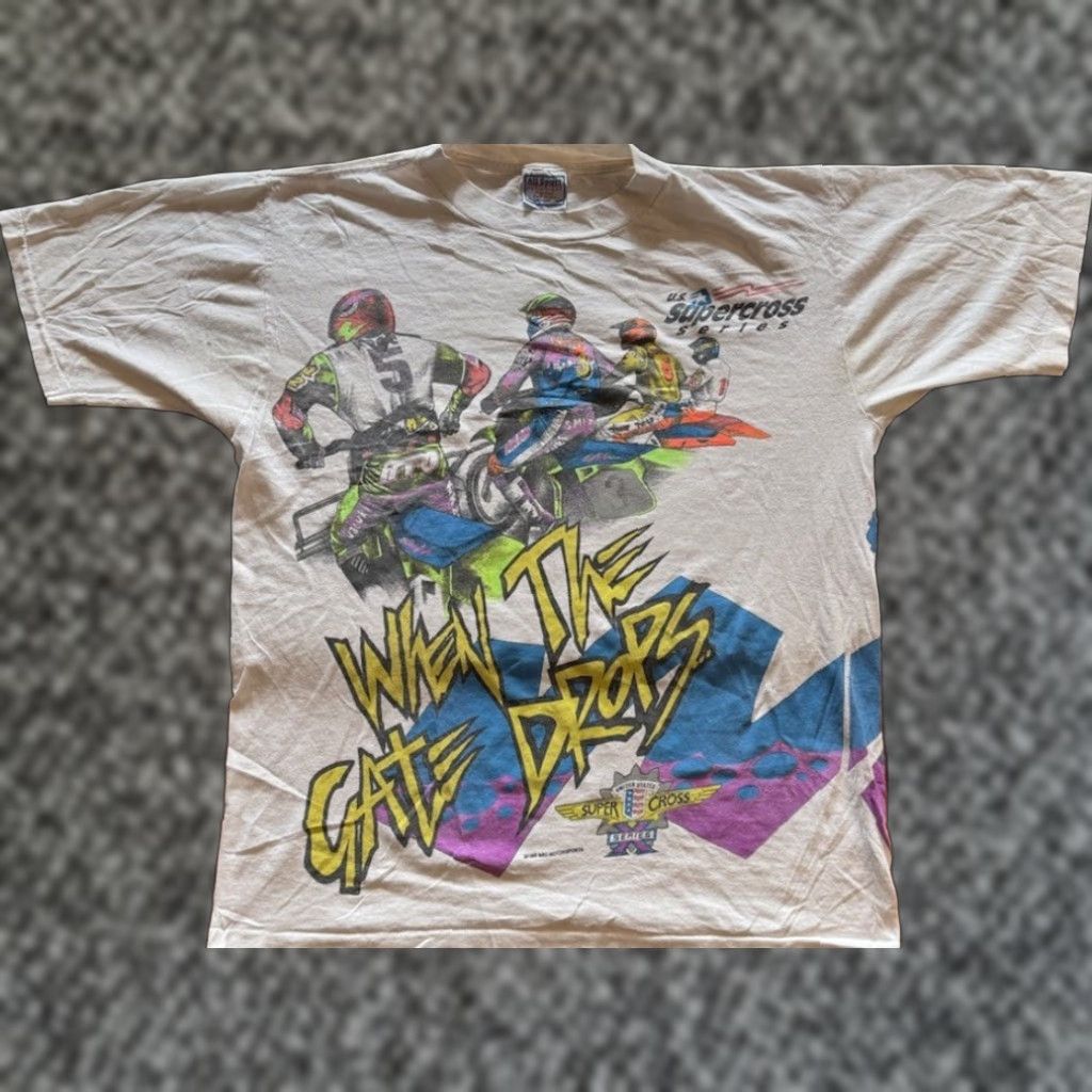 Gloverall Vintage 1990s All Sport T Shirt Logo Graphic Print Short Sleeve Crew Neck White L Mens 90s Hoodie, Sweatshirt