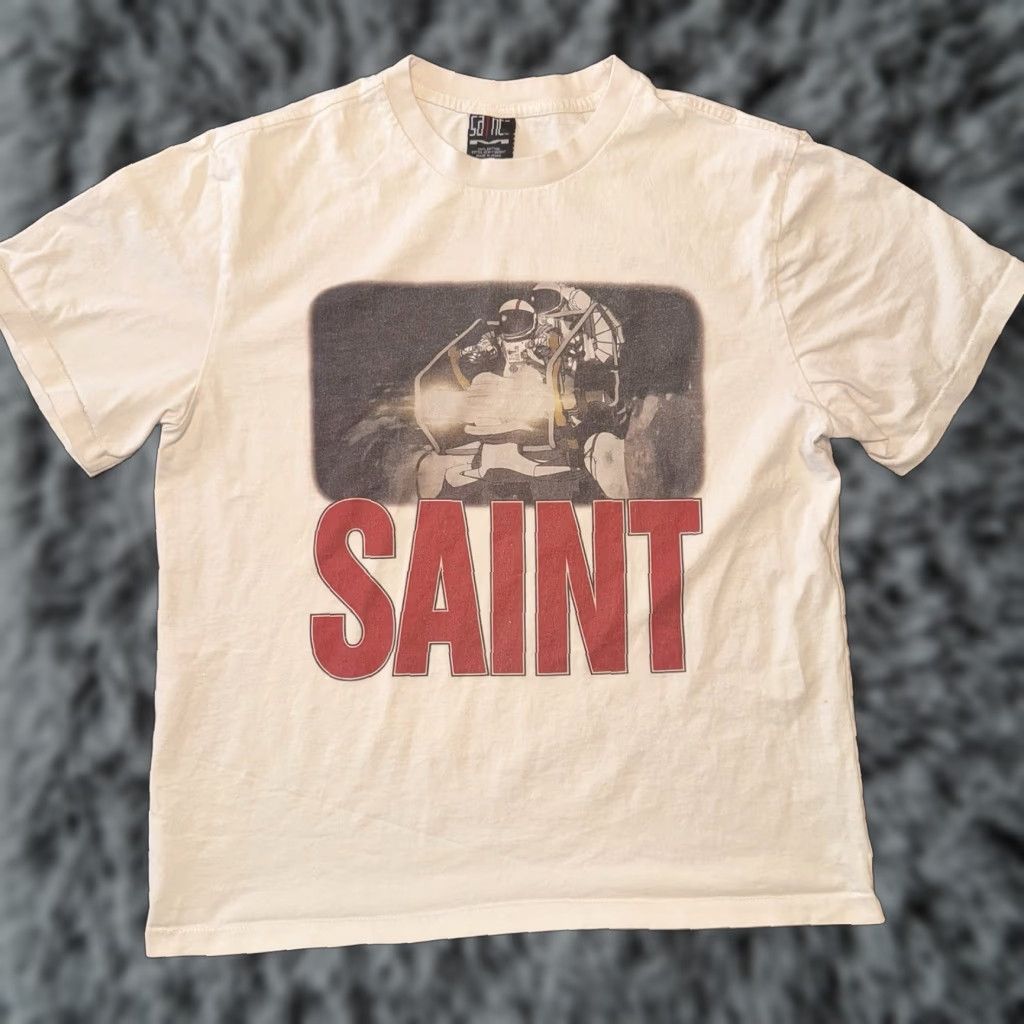 Vintage Saint Of Michael T Shirt Adult Medium White Graphic Astronaut Streetwear Freedom Project Men