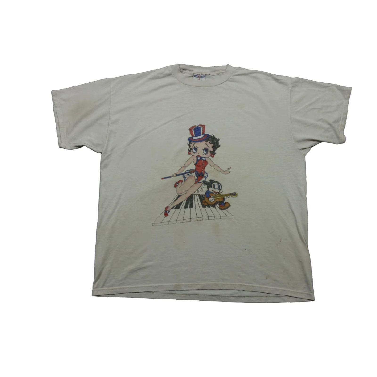 Jerzees Vintage Betty Boop Shirt Mens Xl White Patriotic Cartoon Graphic 90s Hoodie, Sweatshirt | FlexRushtees.com